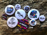 Set of 5 Pin Buttons Collection- Assortment of NYC Art - In 2 Sizes