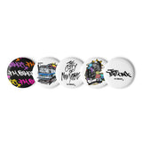 Set of 5 Pin Buttons Collection- Assortment of NYC Art - In 2 Sizes