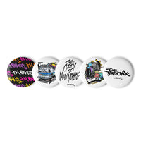 Set of 5 Pin Buttons - Available in 2 Sizes